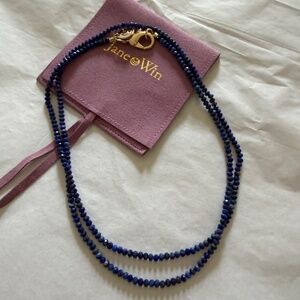 Jane Win double wrap diamond cut beaded necklace in lapis